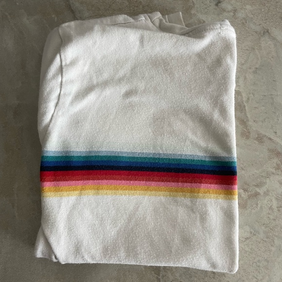 Brandy Melville White T Shirt with Rainbow Design One Size Fits All - Picture 2 of 5